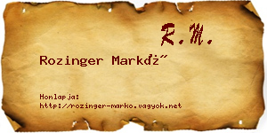 Rozinger Markó névjegykártya